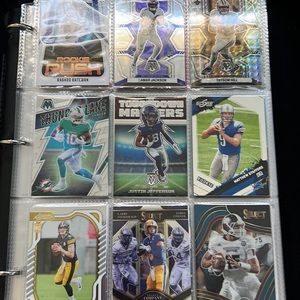 15 cards per mystery pack, baseball, football, and basketball.